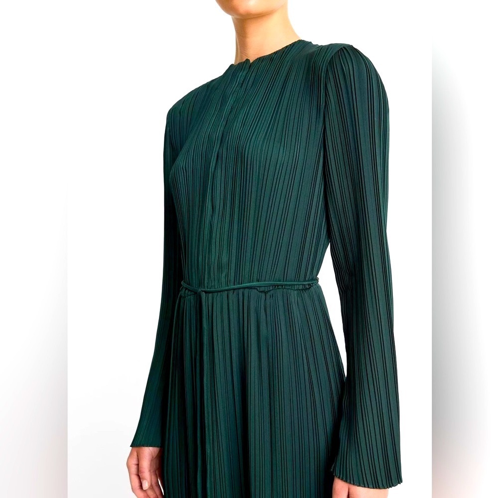 Vince Pleated Satin Long-Sleeve Dress NWT Holiday Ready size:S - Picture 2 of 9